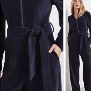 Evereve Navy Tie-Waist Jumpsuit
